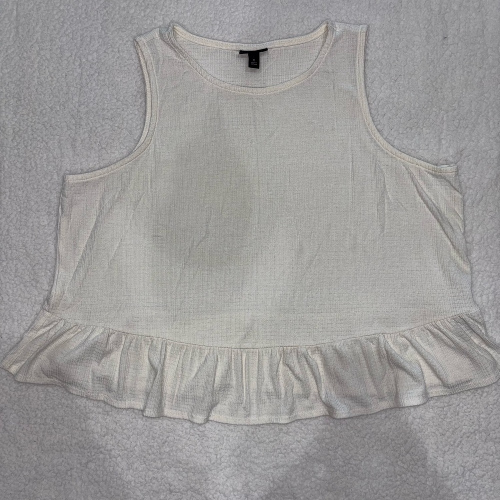 Torrid White Ruffle Hem Tank Top
